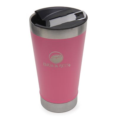 Copo Térmico em Aço Inox 550ml com Tampa e Abridor de Garrafas - Pink