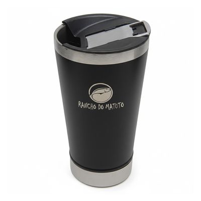 Copo Térmico em Aço Inox 550ml com Tampa e Abridor de Garrafas - Preto