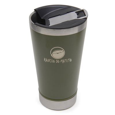 Copo Térmico em Aço Inox 550ml com Tampa e Abridor de Garrafas - Verde Musgo