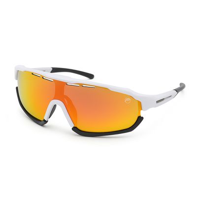 Óculos Solar Matuto Esportivo Espelhado Resistente Proteção UV - Branco/Preto/Laranja