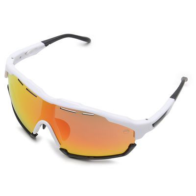 Óculos Solar Matuto Esportivo Espelhado Resistente Proteção UV - Branco/Preto/Laranja