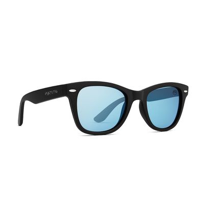 Óculos Solar Pescaria Polarizado Lente Espelhada Resistente Flexível Proteção UV +400 - Preto/Preto/Azul