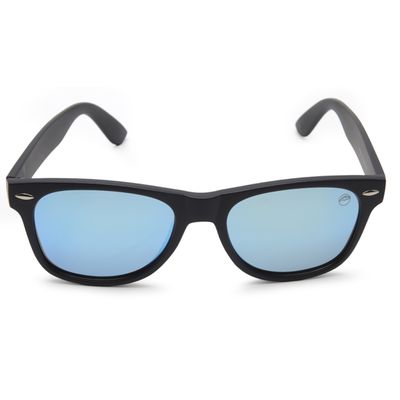 Óculos Solar Pescaria Polarizado Lente Espelhada Resistente Flexível Proteção UV +400 - Preto/Preto/Azul