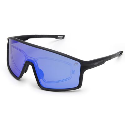 Óculos Solar Matuto Esportivo Espelhado Resistente Proteção UV - Preto/Preto/Azul
