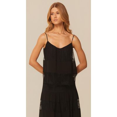 Blusa de Alça com Renda Preto