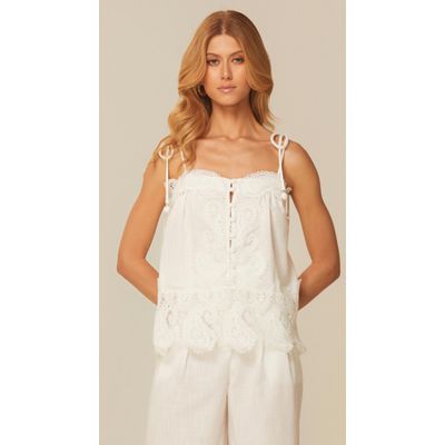 Blusa de Alça com Detalhe em Renda Off