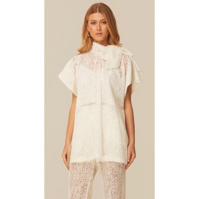 Blusa Ampla com Gola Laço Off