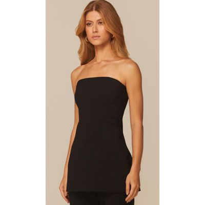 Blusa Alongada sem Alças Preto