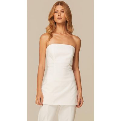 Blusa Alongada sem Alças Branco