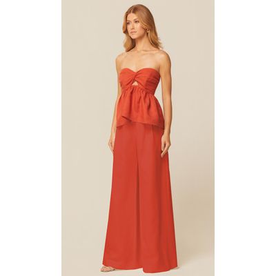 Calça Pantalona Cintura Alta Terracota
