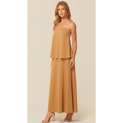 Blusa sem Alças em Malha Crepe Caramelo