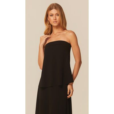 Blusa sem Alças em Malha Crepe Preto