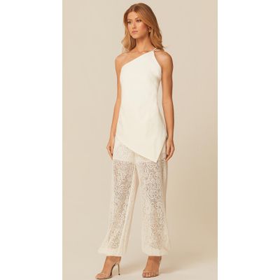 Blusa Frente Única em Viscolinho Off 