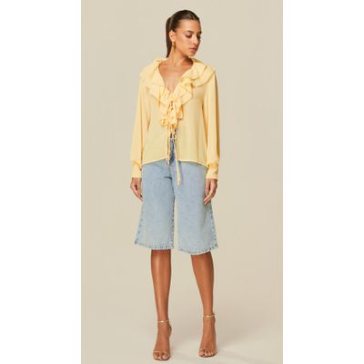 Bermuda Jeans Claro Cintura Alta 