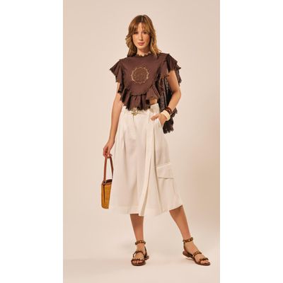 Bermuda midi Cintura Alta Off 