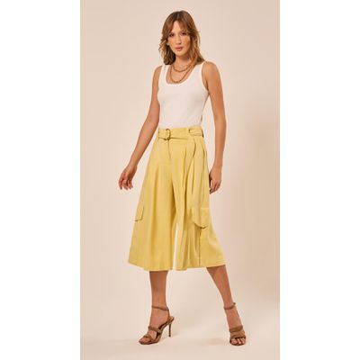 Bermuda Midi Cintura Alta Amarelo