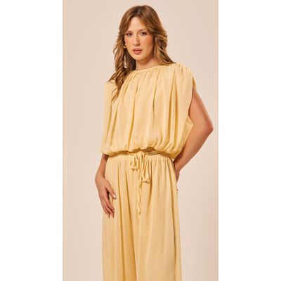 Blusa Balonê sem Mangas Amarelo Claro