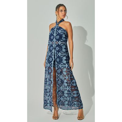 Túnica Guipir Denim Frente Única