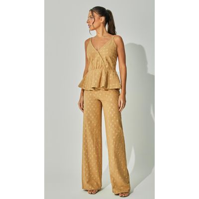 Calça Cós Largo Bordada