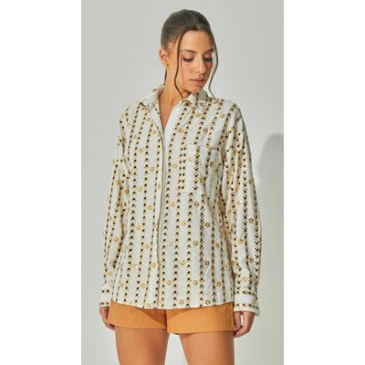 Camisa Bordada Com Bolso