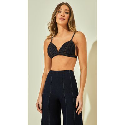Top Jeans com Nervuras