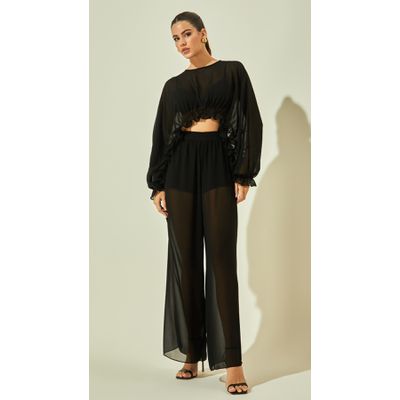 Calça Reta com Pregas