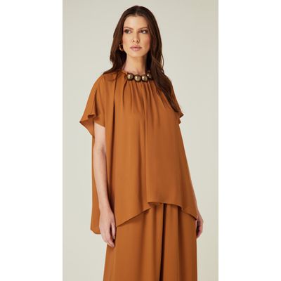 Blusa Ampla com Esferas Caramelo