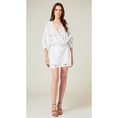 Blusa Transpassada em Guipir Branco 