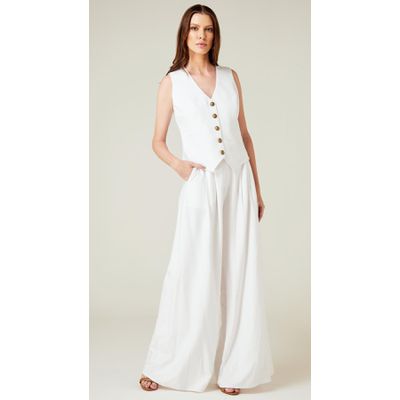 Calça Pantalona Cintura Alta Branco