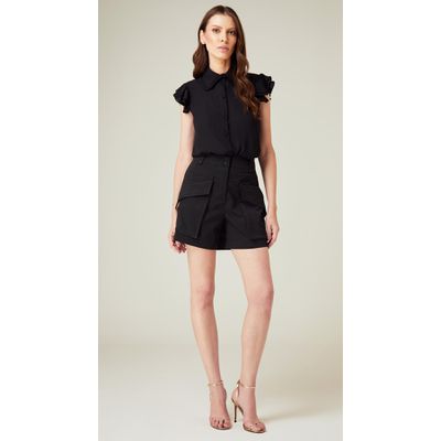 Blusa com Babados Preto 