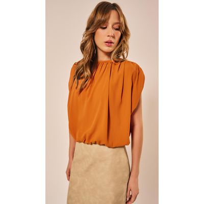 Blusa Cropped Balonê Laranja
