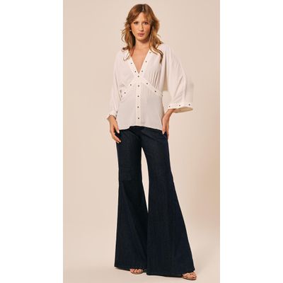 Calça Jeans Cintura Alta Azul Escuro 