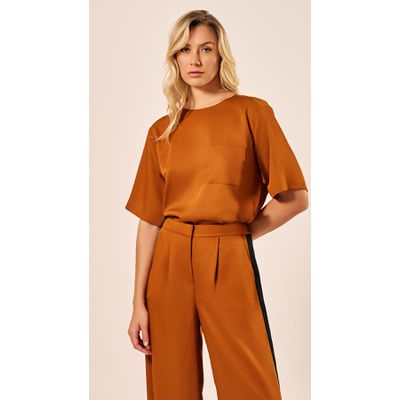 Blusa Manga Curta Castanho