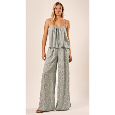 Calça Pantalona Jacquard Estampada