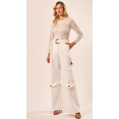 Calça Cargo Cintura Alta Off