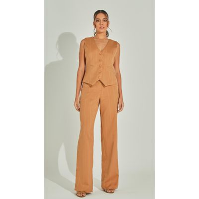 Calça Risca De Giz Metalizado