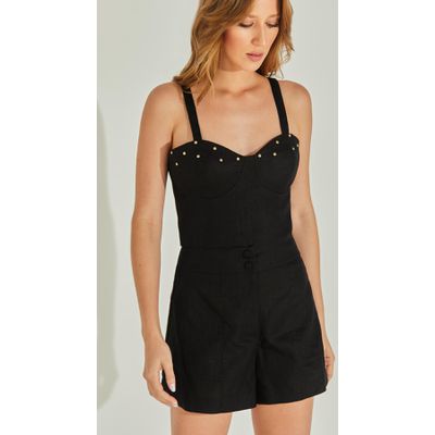 Corset Linho Com Aplicações
