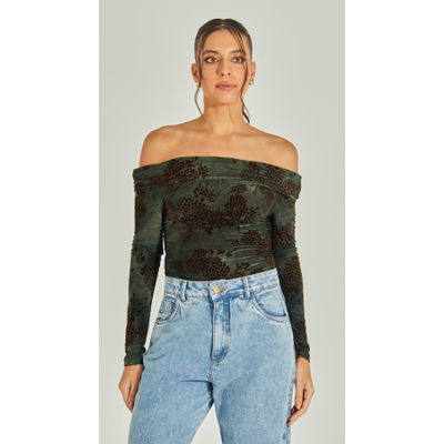 Body Ombro a Ombro Velvet Flower