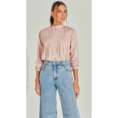 Camisa Tricoline Com Pregas