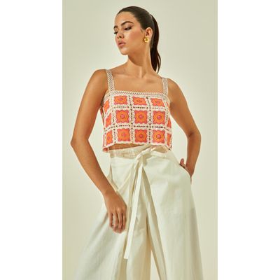 Blusa de Alça em Crochet
