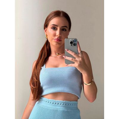 Cropped Letícia Azul Bebê