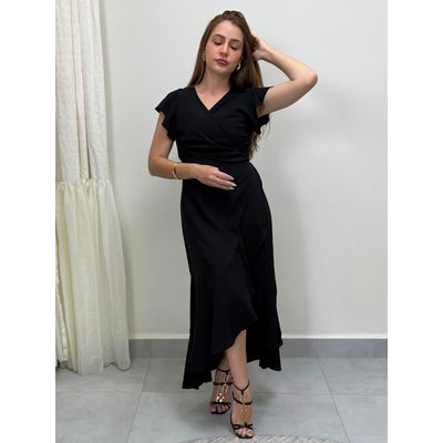 Vestido Envelope Liso Preto