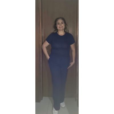 CONJUNTO MANGA CURTA LAZINHA AZUL MARINHO - LUJO MODAS