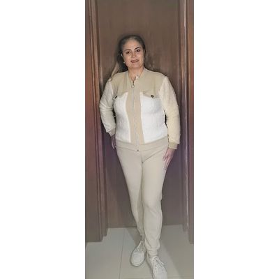 CONJUNTO ZIPER E DETALHES CREME - LUJO MODAS