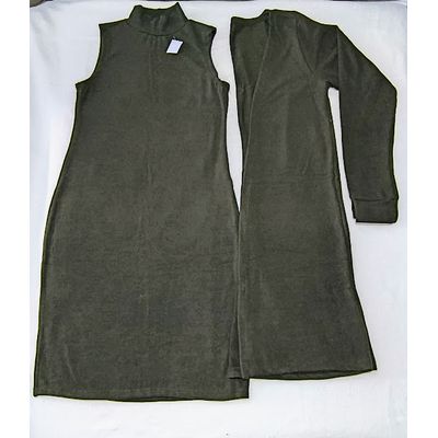 CONJUNTO VESTIDO LAZINHA COM CARDIGÃ VERDE ESCURO - LUJO MODAS