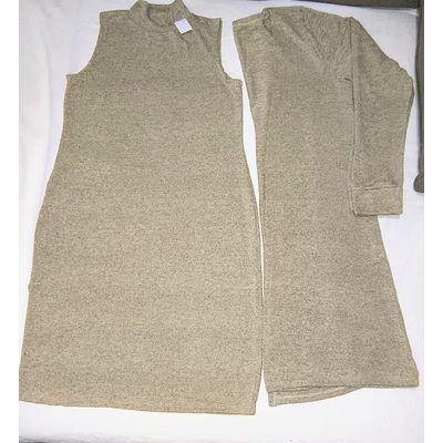 CONJUNTO VESTIDO LAZINHA COM CARDIGÃ BEGE - LUJO MODAS