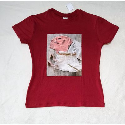 T-SHIRT VISCOSE VERMELHA - LUJO MODAS