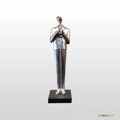 ESTATUETA FIGURA DE MUSICO CROMADO - MECALIGHT