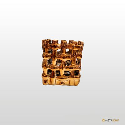 VASO INTRELACADO DOURADO CERAMICA - MECALIGHT