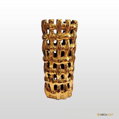 VASO TUBO INTRELACADO DOURADO CERAMICA - MECALIGHT